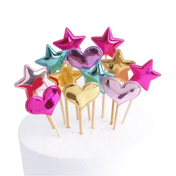 10pcs bolo de aniversário decoração gateau anniverssaire bolo toppers personalizados plugin de casamento cupcake topper para o bolo torten deko