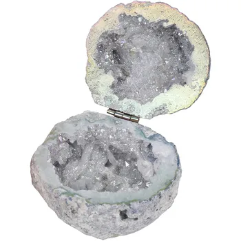 Natural, feito a mão de Armazenamento de Ágata Geodo de Colar Caixa de Áspero Cristal de Quartzo Brinco de argolas Caixa de Pedra de Cristal Mulheres Jóias Recipiente