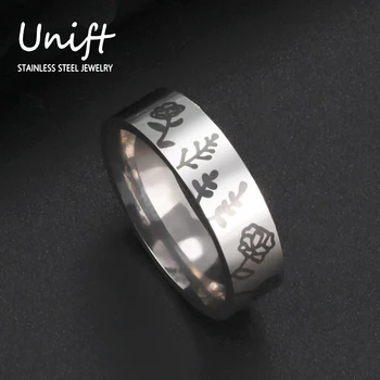 Unift 2022 Moda Mês Flor Anéis de Flor de Nascimento Par de Anéis para as Mulheres de Homens de Aço Inoxidável da Jóia Amigo Amante de Presente de Aniversário