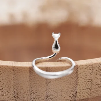 Boêmio Étnica, Cor Prata Gato Anéis para as Mulheres de Noiva Vintage Abrir Anéis de Dedo de Presentes de Natal