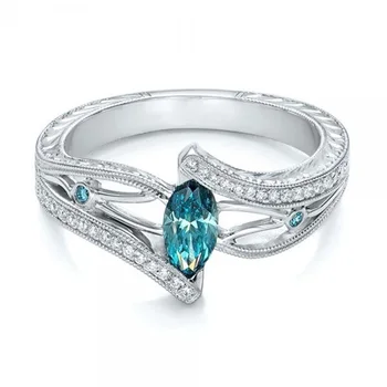Anéis de noivado para as Mulheres, de Cor Azul, Anéis de Casamento Feminino CZ Anéis de Cristal, Presentes de Amor Jóias de Casamento Bandas de Jóias Geométricas