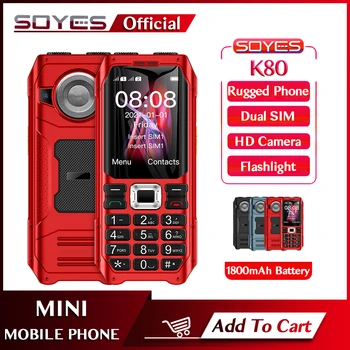 SOYES K80 2G GSM Telefone Celular Anti-terremoto, Queda de-prova de 1800mAh Cartões Dual SIM MP3 FM Lanterna de Alto Falante Élder Telefone Celular