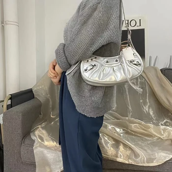 2022 Mulher de Design Pequeno Saco de Ombro Plissado Sela Saco de Corpo Cruz Sacos Messenger Bag duplo com Espelho e porta-Moedas Bolsa