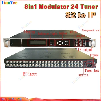 8in1 Modulador 24 Sintonizador de IP , ASI Tudo-em-Um DVB-S2 / DVB-T / C / ATSC / ISDB RF para IP / ASI Gateway Hotel de TV do sistema CATV