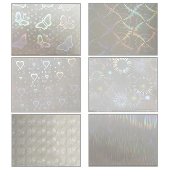 8.27x11.69Inches Borboleta de Vidro da Forma do Coração Holográfico Laminado a Frio Filme Glitter Holográfico Sobreposição de Laminação