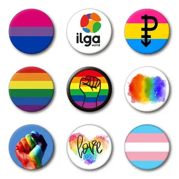 50 Peças LGBT arco-íris Emblema Redondo Pinos de Metal Gays Lésbicas, Bissexuais, Transexuais Símbolo Ícones Broche de Amor Sinais Roupa-Acessórios