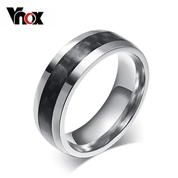 Vnox moda homens anel de fibra de carbono, a jóia de aço inoxidável, anéis para o homem clássico presentes de natal