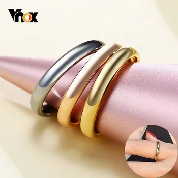 Vnox Clássico 3mm Simples Mulheres Anel Anti-risco Tungstênio Básica Anéis de Casamento Minimilist Senhora Jóias