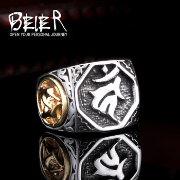 Beier nova loja 316L de Aço Inoxidável do anel superior qualidade Budismo Acalanatha Anel para o Homem de titânio, a jóia de aço LLBR8-167R