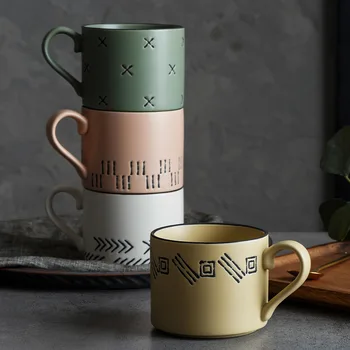 Ins Nórdicos pintados à Mão Canecas de Cerâmica Criativa-Almoço Xícara de Café Par de Água Caneca de Leite, Copos de Xícara de Chá de Presente a Decoração Home