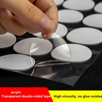 30-100pcsTransparent marcação não-removível de acrílico cola fita dupla-face redonda nano-etiqueta adesiva
