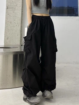 Y2K Mulheres Streetwear Techwear Carga coreano Harajuku Casual Calças de pára-Quedas para os Homens Calça de Perna Larga Corredores de Calças de Roupas