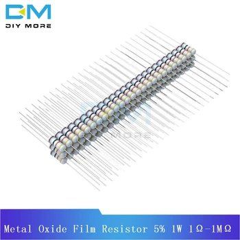 100PCS Diymore de Óxido de Metal de resistores de Filme de 5% 1W 1R-1M Resistência Ohm +5% -5% Diy Eletrônico 1K 2.2 4.7 K K 5.1 K 6.8 K 10K 15K 22K