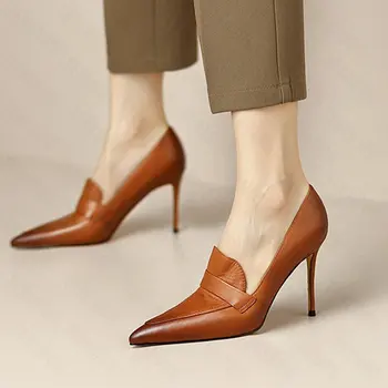 Mulheres De Salto Alto Sapatos De 2022 Outono, Moda De Nova Festa De Sapatos Sexy Apontou Toe Bombas Casual Senhoras Vestido De Estiletes Preto Zapatillas