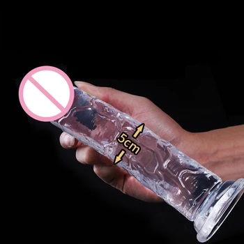 Geléia Vibrador De Cristal Transparente De Simulação De Pênis Com Ventosa Ânus Dilatador Massagem Stimulaiton Os Brinquedos Sexuais Para Homem