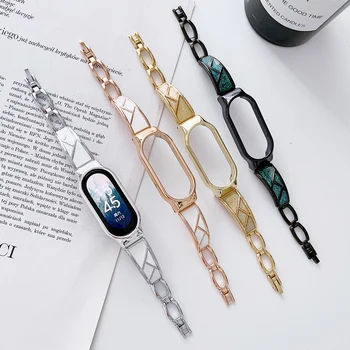 Mulheres Bracelete para o Xiaomi Mi Banda 7 6 5 4 Pulseira para MIband Jóias de Metal Correia do Pulso