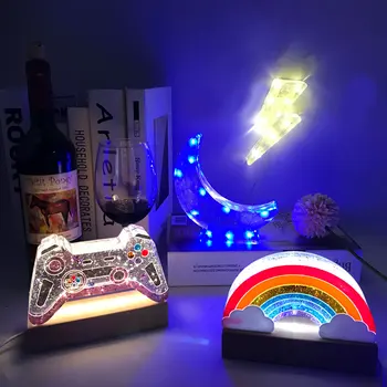 Nuvem 3D Lâmpada da Noite Molde de Silicone DIY Console de jogos de arco-íris da Lua Ornamento Pingente de Moldes de Carcaça Para a Resina Jóias Decoração do Molde