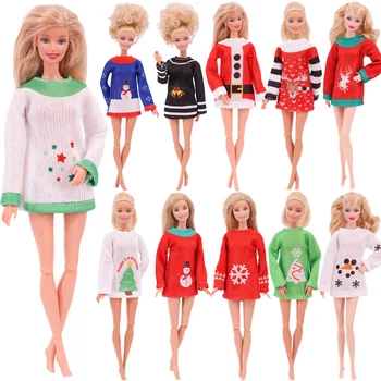 Bonecas Boneca Roupas de Natal Camisola de Roupa Casual Wear Camisa Saia Festa Moderna Roupas Para a Boneca Barbie Acessórios de Brinquedos de DIY