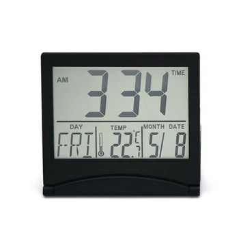 Pequeno Lcd, Relógio Despertador Digital Dobrável De Viagem Calendário Temperatura Repetir Relógio De Desktop Calendário Perpétuo Relógio Eletrônico