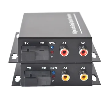 2 Portas de Áudio para a Fibra Extender, Áudio RCA através de Fibra óptica SC SM 20Km para o Sistema de Radiodifusão de Áudio, Intercom, 1 TX e 1 RX