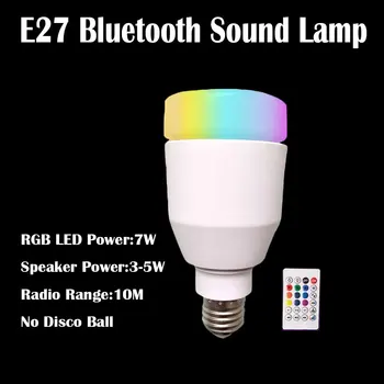 Bluetooth Disco do Diodo emissor de Lâmpada Luzes de Discoteca com Som do Altifalante de Música de Festa de Luz para a Casa de Karaoke Efeito de Fase E27 7W