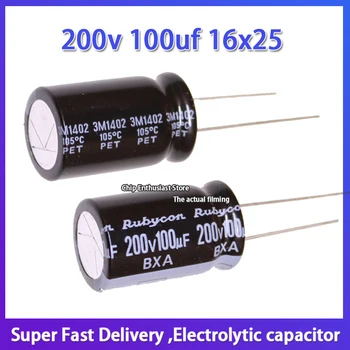 5pcs Rubycon importados capacitor eletrolítico de alumínio 200v 100uf 16x25 ruby BXA de alta freqüência e longa vida