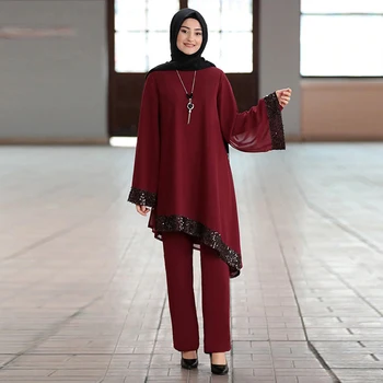 Ramadã, Eid Mubarak Dubai Abaya Turquia Hijab Muçulmano Conjuntos de Vestuário Islâmico Para as mulheres Ropa Mujer Caftan Kaftan Islã Manto Femme