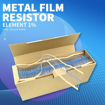 100pcs 1/4W Resistência 0,1 R~2,2 M 1% de resistores de Filme de Metal Série De 0,25 W 1R 10R 47R 100R 220R 470R 1K 2.2 K 10 K 22 K 100 K 220K 1M ohm