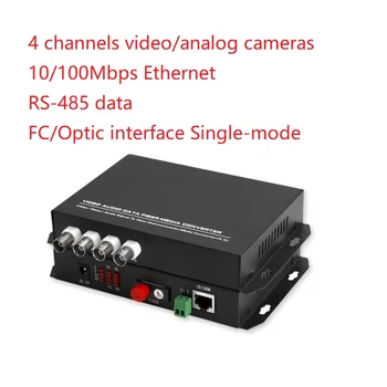 1 Par de Vídeo Multifuncional e Ethernet de Dados e conversor de mídia óptica transceptor FC porto único modo de uma única fibra 20KM