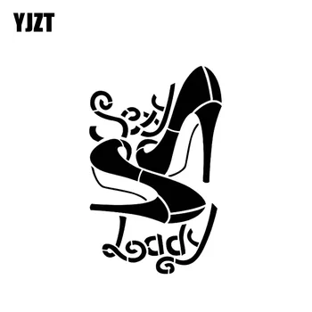 YJZT 9.1*14.1 CM Engraçado, Sexy Lady Sapatos Adesivo de Carro de Vinil Decalque Preto/Prata Estilo Popular Silhouttte Design C20-1104