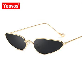 Yoovos 2021 Pequenos Óculos estilo Olho de Gato Mulheres do Vintage Black Metal Cateye de Óculos de Sol da Moda Retrô da Marca do Designer de Óculos de sol UV400