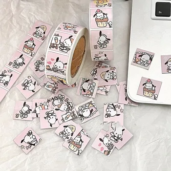 Cartoon Anime Sanrio Pacha Cão Etiqueta De Fita Bonito Criativo Ins Decoração Selo Adesivo Adesivo De Parede Rolo De Adesivo De 500 Peças