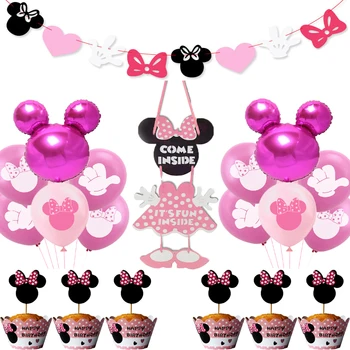 De Disney do Rato de Minnie festa da Menina das Crianças Diy Festa de Aniversário de menina a favor de aniversário, decoração para uma festa de aniversário talheres Descartáveis balão conjunto