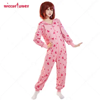 Mulheres Onesie De Pijama Cor-De-Rosa Do Coração De Impressão Loungewear Adulto Com Capuz Homewear Kigurumi Sleepwear