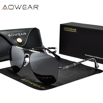AOWEAR de grandes dimensões Aviação Óculos de sol Polarizados Homens Estilo de Marca de Piloto de Óculos de Sol Para Homens / Mulheres Exterior Condução Tons de Óculos