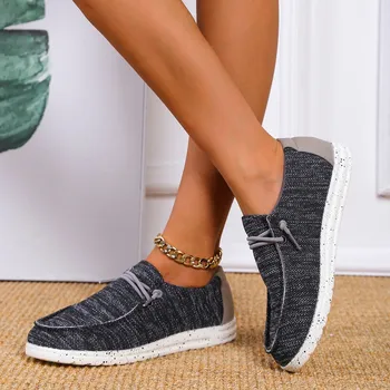 2022New Mulheres Sapatos SneakersKnitted Malha Cara Flats Grande SizeLadies Deslizar sobre as Sapatas de Lona de Mulheres Zapatos De Mulher