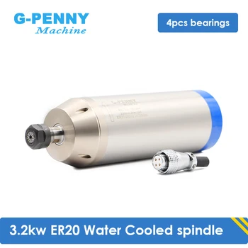 G-Penny 3.2 kw de Água de arrefecimento Motor do Eixo 4 pcs Rolamentos de 0,01 mm de Precisão 220v / 380v Água de Resfriamento 3.0 kw D=100mm de Gravura do CNC