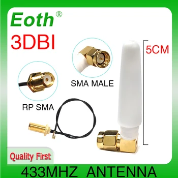 433 mhz Antena 2.5 dbi Conector SMA Macho 433 IOT antena lora lorawan cotovelo 433m antenne Lorawan + 21cm RP-SMA/u.FL Cabo Flexível