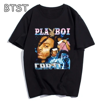 Novo Playboi Carti camisa T-shirt hypebeast vintage anos 90, o rap hip hop t-shirt Design de Moda Casual T-Shirt Tops Hipster Homens de Roupa