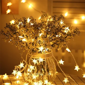 Estrelas, Guirlandas 50 Luz da corda Led Exterior Luzes de Fadas Lâmpadas Solares para o Jardim Exterior Impermeável de Iluminação Quintal de Casa Natal