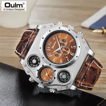 Novo Modelo de Relógio OULM Homens de Quartzo de Esportes Pulseira de Couro Relógios de Moda Masculina Militar relógio de Pulso de Moda Relógio Masculino Relojes