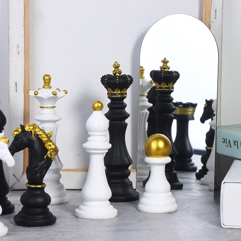 Xadrez luxo cavaleiro cor sólida ouro e prata coluna romana resina jogo de  mesa brinquedo educativo xadrez personagem característica tema - AliExpress