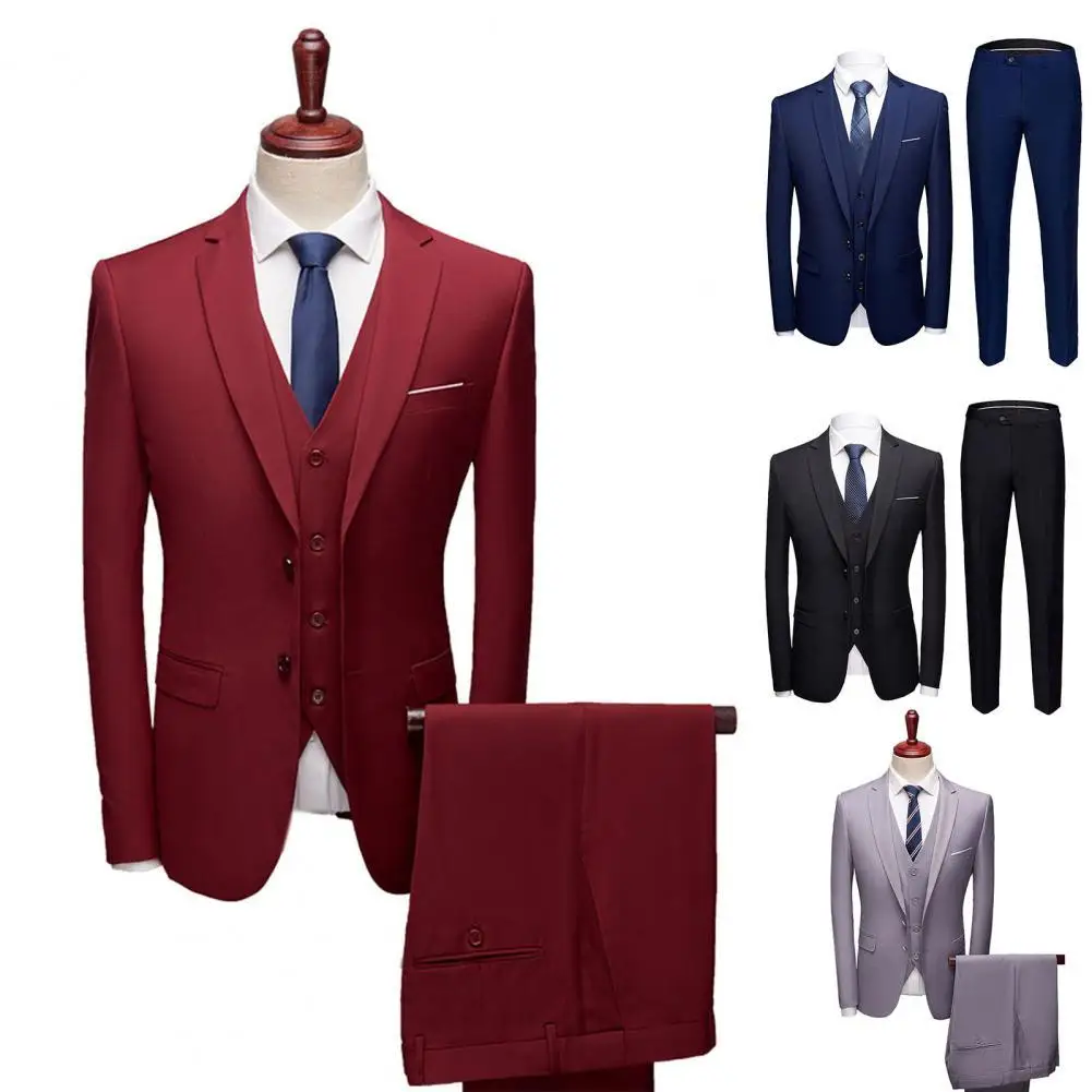 Conjunto de terno casual de negócios masculino de três peças