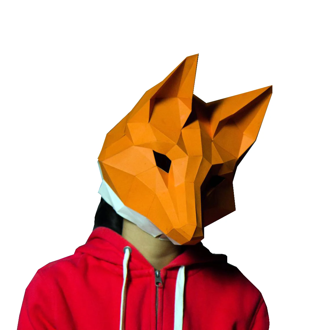Homem legal usando máscara de origami 3d com roupas coloridas
