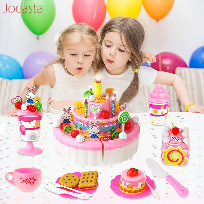 Brinquedo de bolo de aniversário para crianças, Finja brincar, Brinquedos  de corte de cozinha, Jogo de imitação para crianças