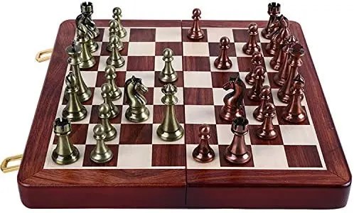Madeira artesanal conjunto de xadrez leve jogo de tabuleiro