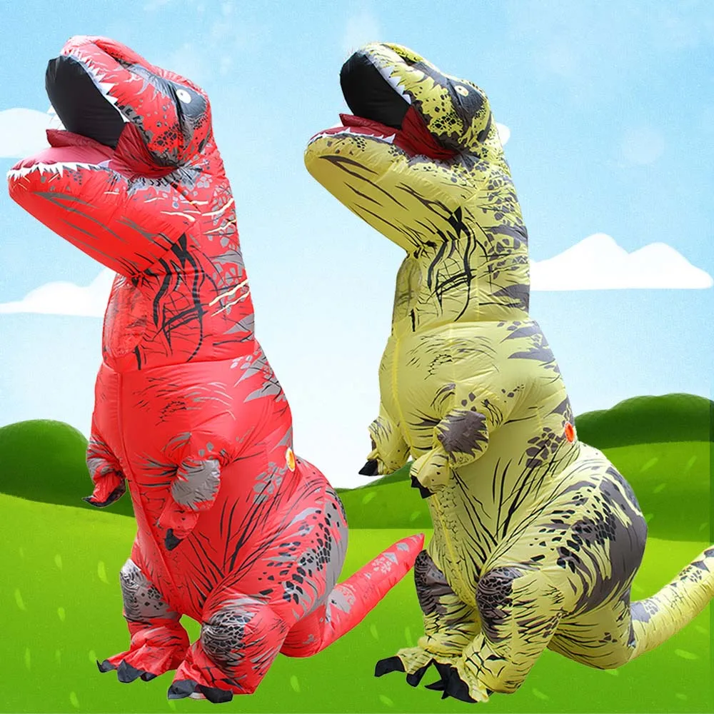 Em promoção! Adulto Azul T-rex Inflável Dinossauro Traje Dos Desenhos  Animados Anime Engraçado Mascote De Natal Festa De Halloween Trajes Cosplay  Vestido De Terno
