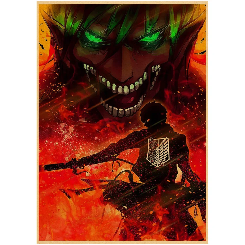 Cartaz Japonês Clássico Anime Attack on Titan, Decoração do Quarto,  Adesivos de Parede, Shingeki no Kyojin The Final Season, Parte 2, Novo, 2022