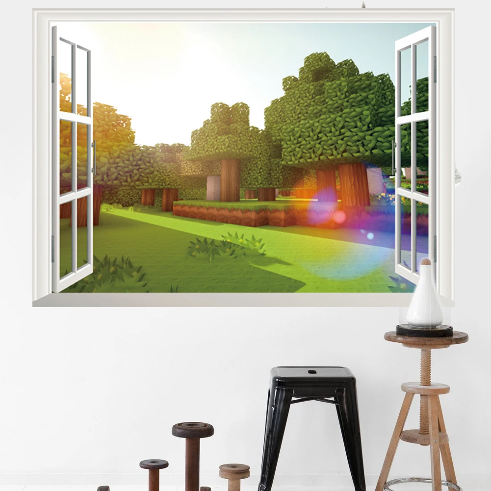 Em promoção! Cartoon Steve Jogo De Anime 3d Windows Adesivos De Parede  Pixel Mundo De Decoração De Casa De Jogo Periférica Cartazes De Jogos  Sandbox