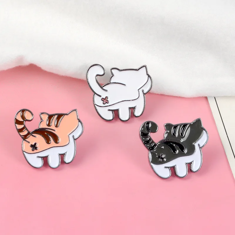Vxkbiixxcs-o Lindo desenho de panda Butt Metal esmaltado Pin Denim Shirt  Collar Broche Lapela Broche Broche Broche para Amigos, Joia Animal
